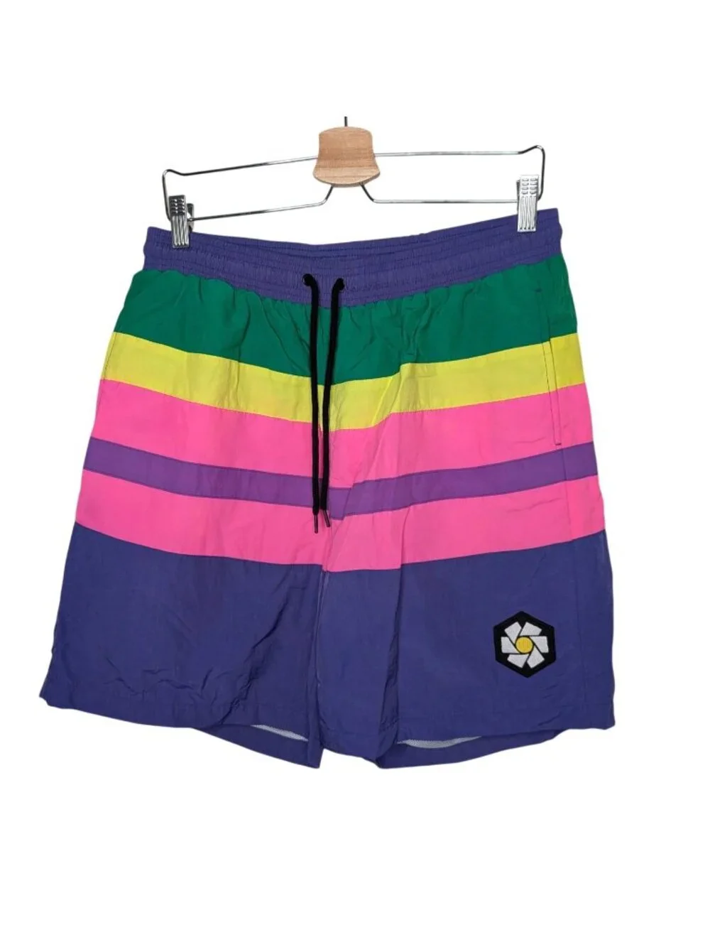 Insomniac Mens Multicolor Rave Festival Striped Shorts Size Large